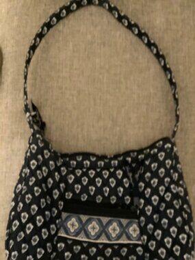 Vera Bradley Navy, White, and Tan Print Shoulder Bag